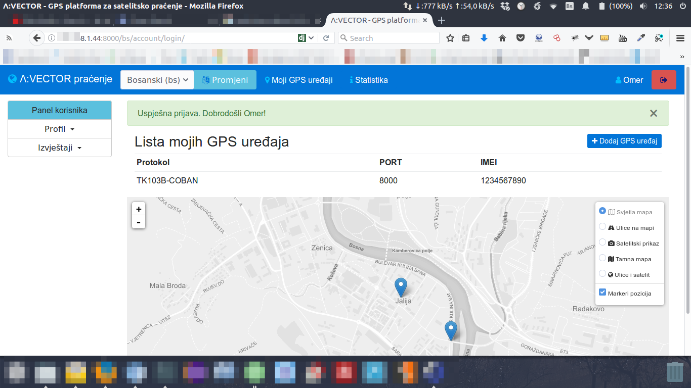 GPS vektor praćenje aplikacija